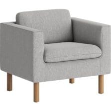 Club Chair, Single Seat, 33"26-3/4"x29", GY Fabric/MedOak Legs