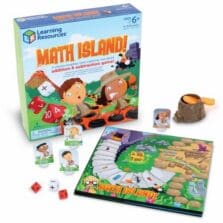 Math Island Addition and Subtraction Game, 2 to 4 Players, Grades 1 to 4, 8 Pieces