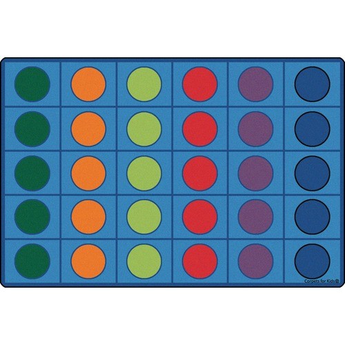Rug, Rectangle, Circles, Seats 30, 7'6"x12", Primary Colors
