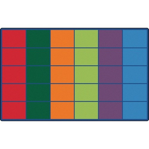 Rug, Rectangle, Squares, Seats 30, 7'6"x12", Primary Colors