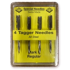 Needles, Steel, f/Tag Attacher, Regular Fabric, 4/PK, Silver