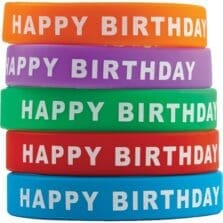 Wristbands, "Happy Birthday", 7-1/4" Circum, 10/ST, AST