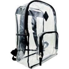 Backpack, Multipurpose, PVC, 2 Compartments, 12"x5"x17", Clear