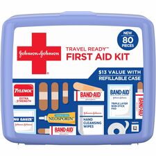 First Aid Kit, Portable, 80 Pieces, 6-1/4"x1-2/3"x5-1/2", MI