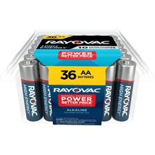 Batteries, High-Energy, Alkaline, AA, 36/PK, Blue/Silver