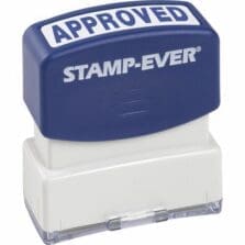 Stamp, Pre-Inked, "APPROVED", 9/16"x1-11/16" Imp, Blue