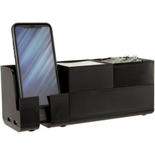 Desk Organizer, w/Charger/StorageTrays, Modular, BK