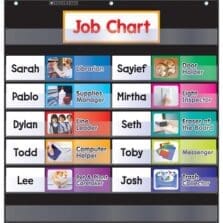Pocket Chart, w/Job Cards, 13 Pockets, K-5, 26-1/2"x27-1/2", BK
