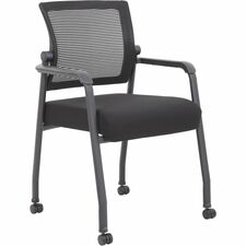 Chair, Guest, w/Casters, MeshBack/FabricSeat, 24"x23"x35-1/2", BK