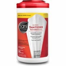 Wipes, Sanitizing, No-Rinse, 7-3/4"x9", 95/Can, WE