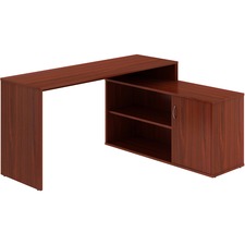 L-Shaped Workstation, 60"x47-1/4"x29-1/2", Mahogany