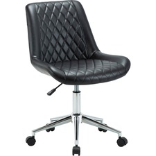 Task Chair, Leather/Vinyl, 23-7/8"x25-3/4"x33-7/8", Black