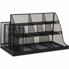 Condiment Organizer, 3-Tier, 14-Comprmt, Mesh, 24"x12"x12.8", BK