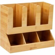 Condiment Organizer, 6Compartment, Wood, 11.65"x6.57"x13.46", BN