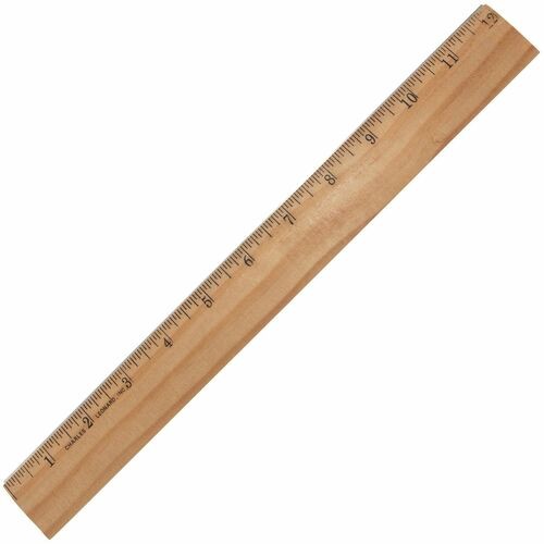 Ruler, 16th Increments, Wood, Metal Bevel, 12"L, BN