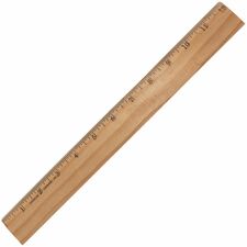 Ruler, 16th Increments, Wood, Metal Bevel, 12"L, BN