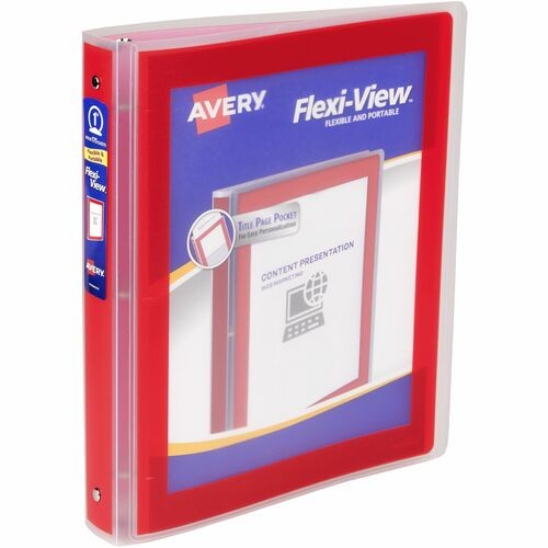 Flexi-View Binder with Round Rings, 3 Rings, 1" Capacity, 11 x 8.5, Red