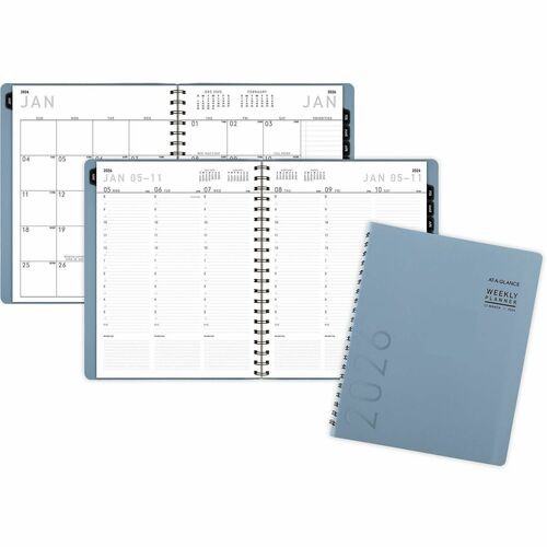 Contemporary Weekly/Monthly Planner, 11.38 x 9, Slate Blue Cover, 12-Month (Jan to Dec): 2026