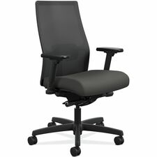 Task Chair, Mesh Back, 27"x28-1/2"x44-1/2", Iron Ore/BK