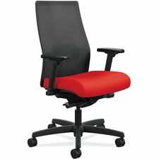 Task Chair, Mesh Back, 27"x28-1/2"x44-1/2", Ruby/Black