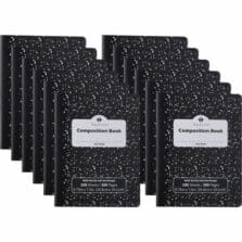 Composition Book, Wide-Ruled, 100Sht, Letter-size, 12/PK, Black