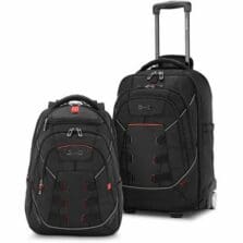 Backpack, Straps/Wheels, f/15.6" Laptop, Polyester, BK