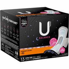 Feminine Pads, Balance, UltraThin, Overnight, w/Wings