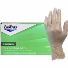 Gloves, Industrl, Vinyl, Powder, 3 mil, 9"L, Sml, 100/BX, 10BX/CT, CL