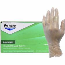 Gloves, Industrl, Vinyl, Powder, 3 mil, 9"L, Med, 100/BX, 10BX/CT, CL