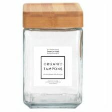 Jars, f/Tampons, Glass, Bamboo Lids, 4/CT