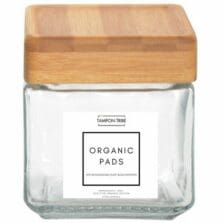 Jars, f/Feminine Pads/Panty Liners, Glass, Bamboo Lids, 4/CT