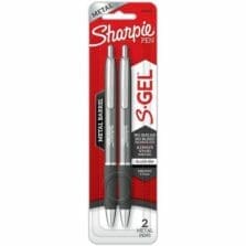 Sharpie Pen, Gel, 0.7mm, 2/PK, Gunmetal Barrel/Black Ink