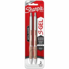 Sharpie Pen, Gel, 0.7mm, 2/PK, Champagne Metal Barrel/BK Ink