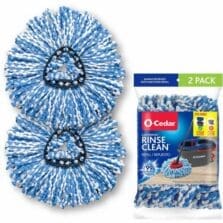Mop Refill,Spin Mop, Microfiber, RinseClean, 2/PK, White/Blue