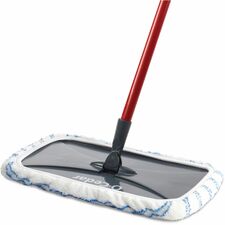 Mop, Dry/Wet, Microfiber, w/Red Handle, White/Black/Blue