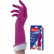 Gloves, Household Cleaning, Antimicrobial, 14"L, Medium, Pink