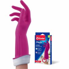 Gloves, Household Cleaning, Antimicrobial, 14"L, Small, Pink