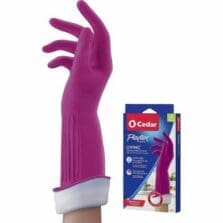 Gloves, Household Cleaning, Antimicrobial, 14"L, Large, Pink