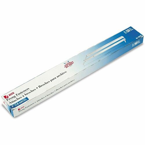 Premium Two-Piece Two-Prong Paper Fastener Base and Compressor Sets, 3" Capacity, 8.5" Center to Center, Silver, 50/Box