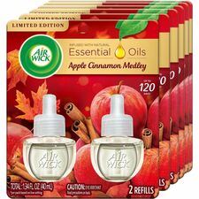Scented Oil Refill, Apple Cinnamon, .67oz, 2/PK, 6PK/CT, CL