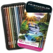 Colored Pencils, Landscapes, Rich, Thick Cores, Saturated Pigments, Tin, 12/PK, Assorted Lanscape