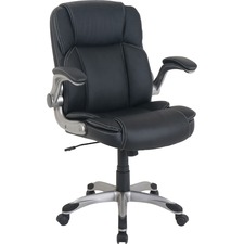 Chair, Bonded Leather, 25-3/5"Wx28-1/10"Lx42-1/2"H, Black