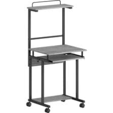 Workstation, Mobile, 23-5/8"x20-5/8"x53-1/2", Weathered CCL/BK