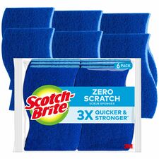 Sponge, Scrubber, Zero Scratch, 4.4"x2.6"x0.7", 6/PK, 6PK/CT, Blue
