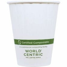 Cups, Compostable, Double-Wall, f/HotDrinks, PlantSugars, BioBased, 8oz, 50Cups/PK, 20/CT, White