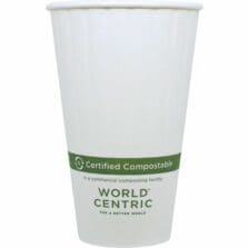 Cups, Compostable, Double-Wall, f/HotDrinks, PlantSugars, BioBased, 16oz, 40Cups/PK, 15/CT, White