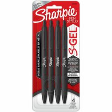 Sharpie Pen, Gel, 0.7mm, 4/PK, Black Metal Barrel/Ink
