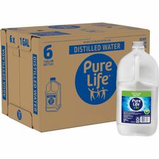 Water, Distilled, Pure Life, Side Handle, 1 Gallon, 6/CT, Clear
