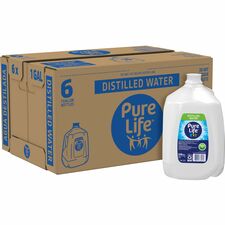 Water, Distilled, Pure Life, Front Handle, 1 Gallon, 6/CT, Clear