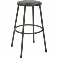 Stool, No Back, Metal, 30"H Padded Vinyl Seat, Light Gray